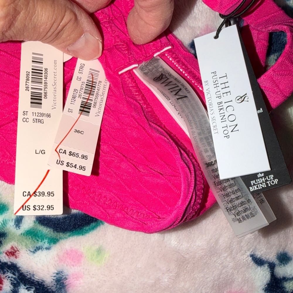 VS Swim Mix & Match Icon Push-Up Bikini Top Forever Pink & Brazilian Bottom - Picture 8 of 11